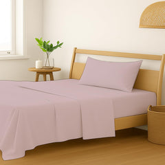 Plain Single Size Bedsheet With 1 Pillow Cover - 54 X 90 Inches, Cameo Rose | Breathable & Skin-Friendly - Suitable For Use All Year Long | Ideal Gift For Weddings