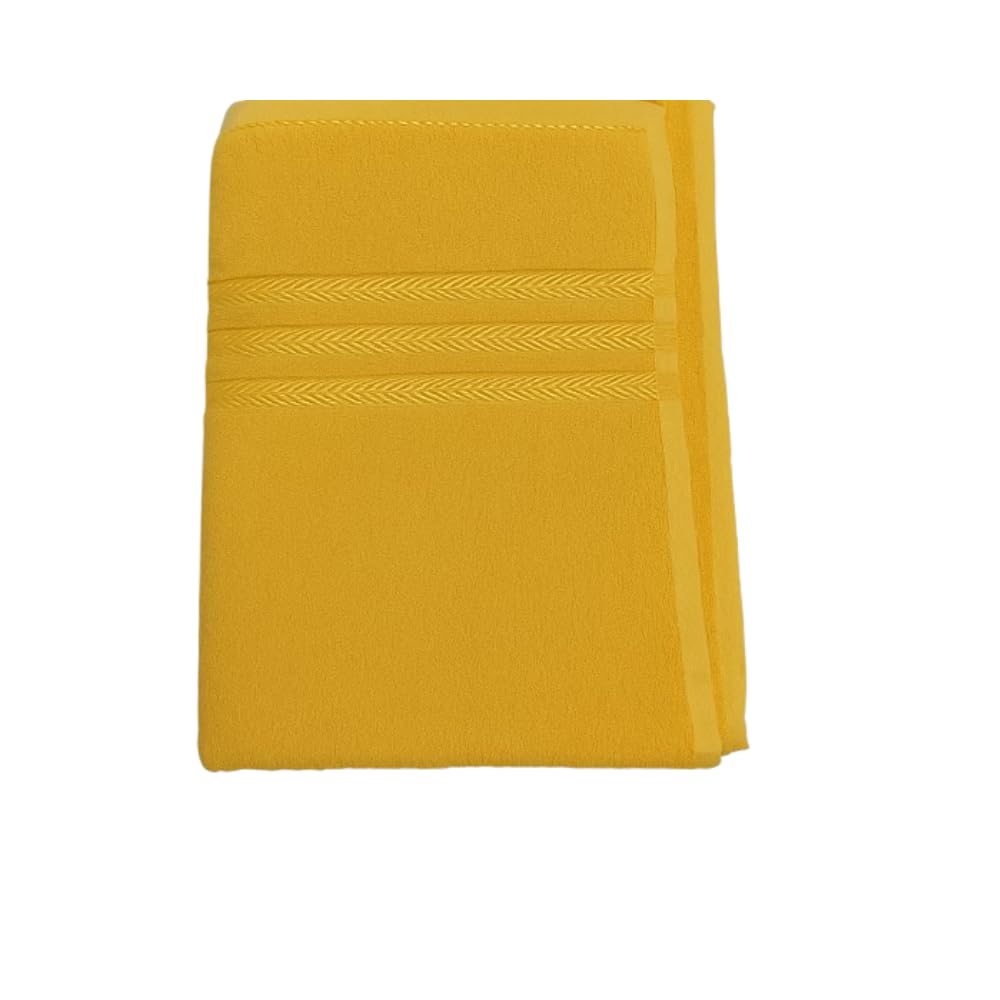 Luxury 100% Cotton Large Size Bath Towel 500 Gsm | Quick-Dry, Super Absorbent, Fade-Resistant Bath Towel (Yellow)