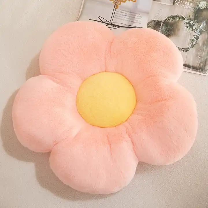 Sunflower Pillow, Flower Shaped Throw Pillow Cushion, Floor Pillow, Light Pink - 35 Cm | Seating Cushion, Cute Room Décor & Plush Pillow, For Bedroom, Sofa, Chair, Couch, Bed, Washable