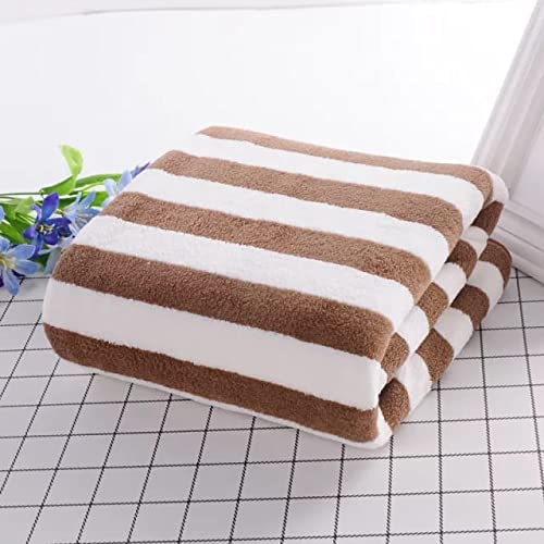 Homecloud Ultra Soft 300 Gsm Bath Towel Set | 3x Softer Than Cotton Towels Strip Brown | Highly Absorbent & Ultra Fast Dry | Set Of 2 (1 Bath + 1 Face Towel)
