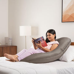 Pregnancy Pillow, J Shaped Pillow, For Pregnant Women, Charcoal Grey | Maternity Pillow For Pregnant Mothers | Velvet Cover, Full Body Support For Better Sleep, Pillow For Back Support