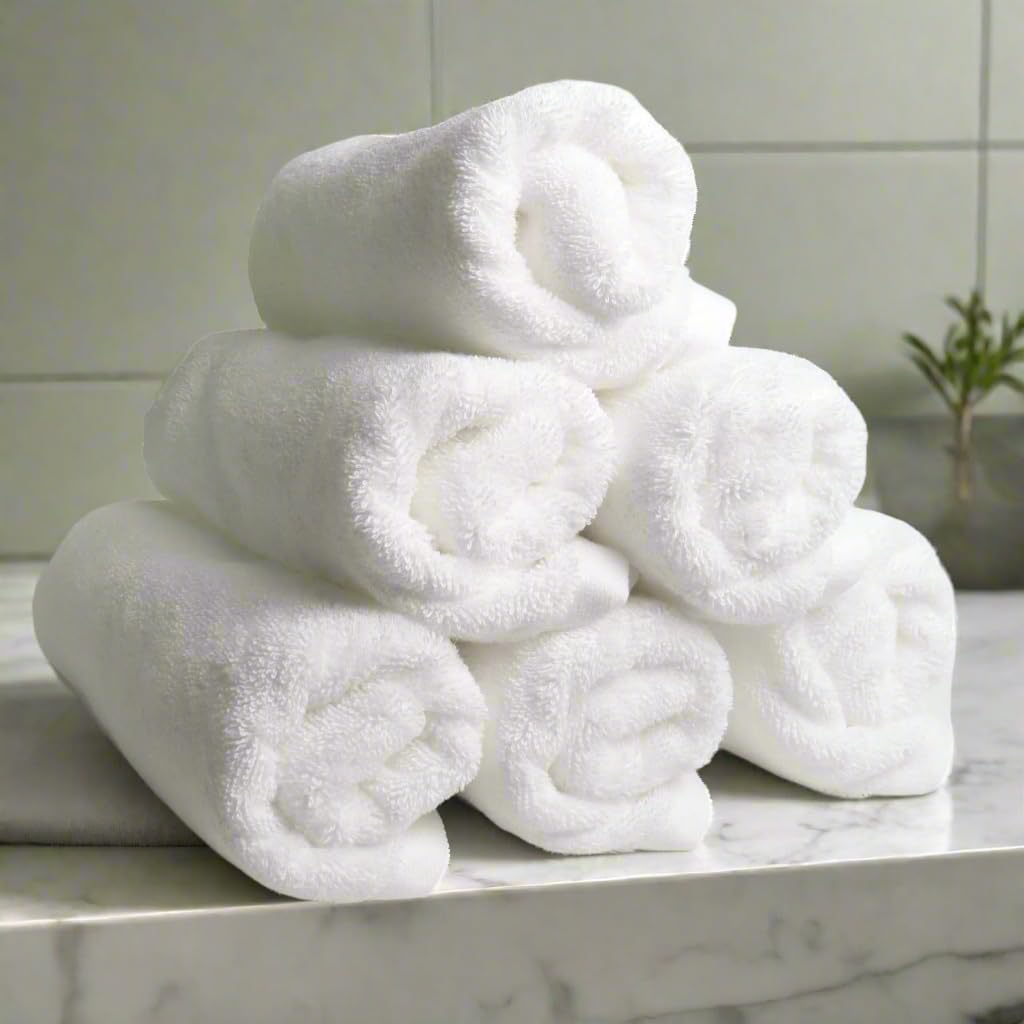 Heelium Bamboo Hand Towel 1200 Gsm | Ultra Absorbent & Anti-Bacterial 3x Softer Than Cotton Towels Pack Of 6 - White