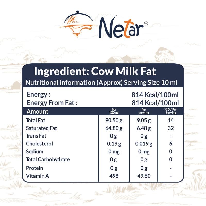 100% Natural A2 Gir Cow Ghee By Netar | Rich In Vitamins A & E Healthy Desi Ghee For Laddus | (500ml) 16.9 Ounce | Jar Pack