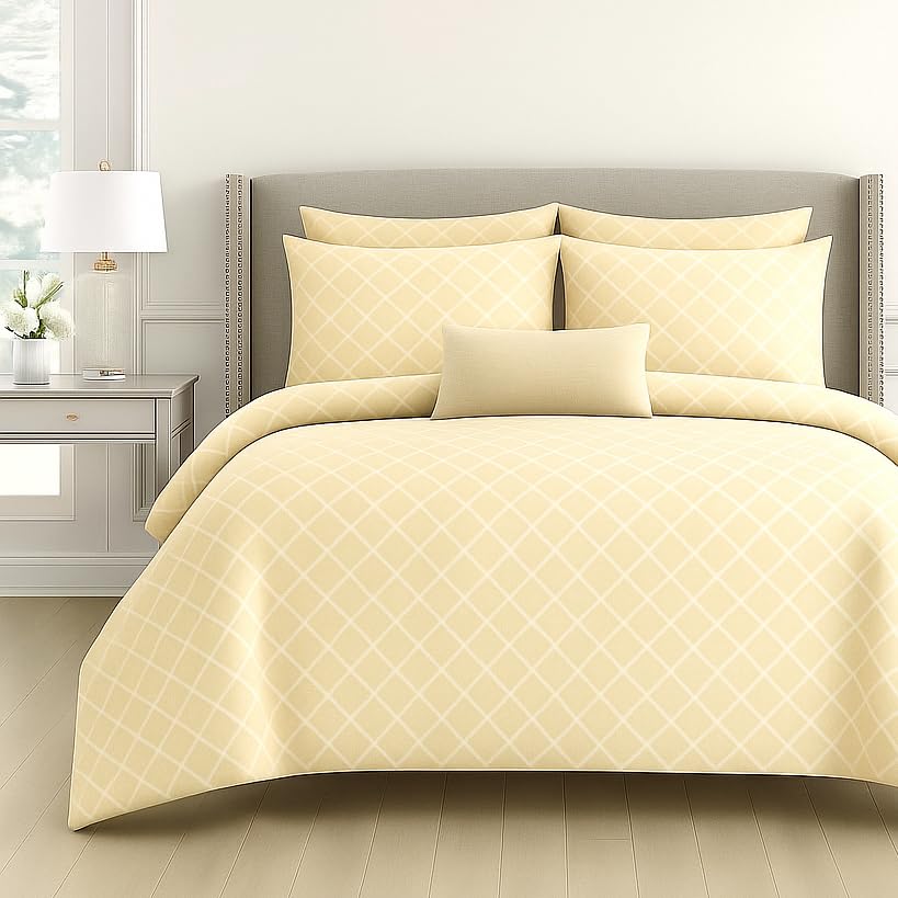 Cotton Double Bedsheet For Queen Size With 2 Matching Pillow Covers For Home - 90 X 100 Inches, Beige | Smooth Finish, Soft Touch & Breathable Comfort For Everyday Use