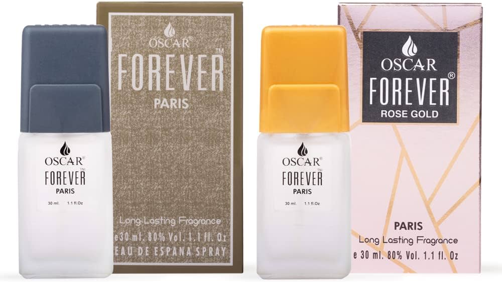 Oscar Forever Paris With Forever Rose Gold Long Lasting Perfume For Men & Women | Combo Of Chypre Floral & Aromatic Fougere Fragrance |everyday Unisex Skin Friendly Perfume | 30ml 1 Fl.oz. Each X2