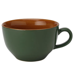 Ceramic Soup & Coffee Wide Large Mug With Handle - Set Of 1, 350ml, Green | Bone Ash Free & Microwave Safe - Bowl For Maggi, Cappuccino, Latte, Green Tea - Matte Finish