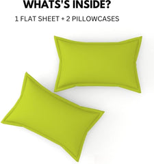 Microfiber Double Bed Bedsheet With 2 Pillow Covers Double Bed Sheet King Size - Size 90 X 95 Inches, Neon Green | 144 TC King Size Perfect Bedsheet