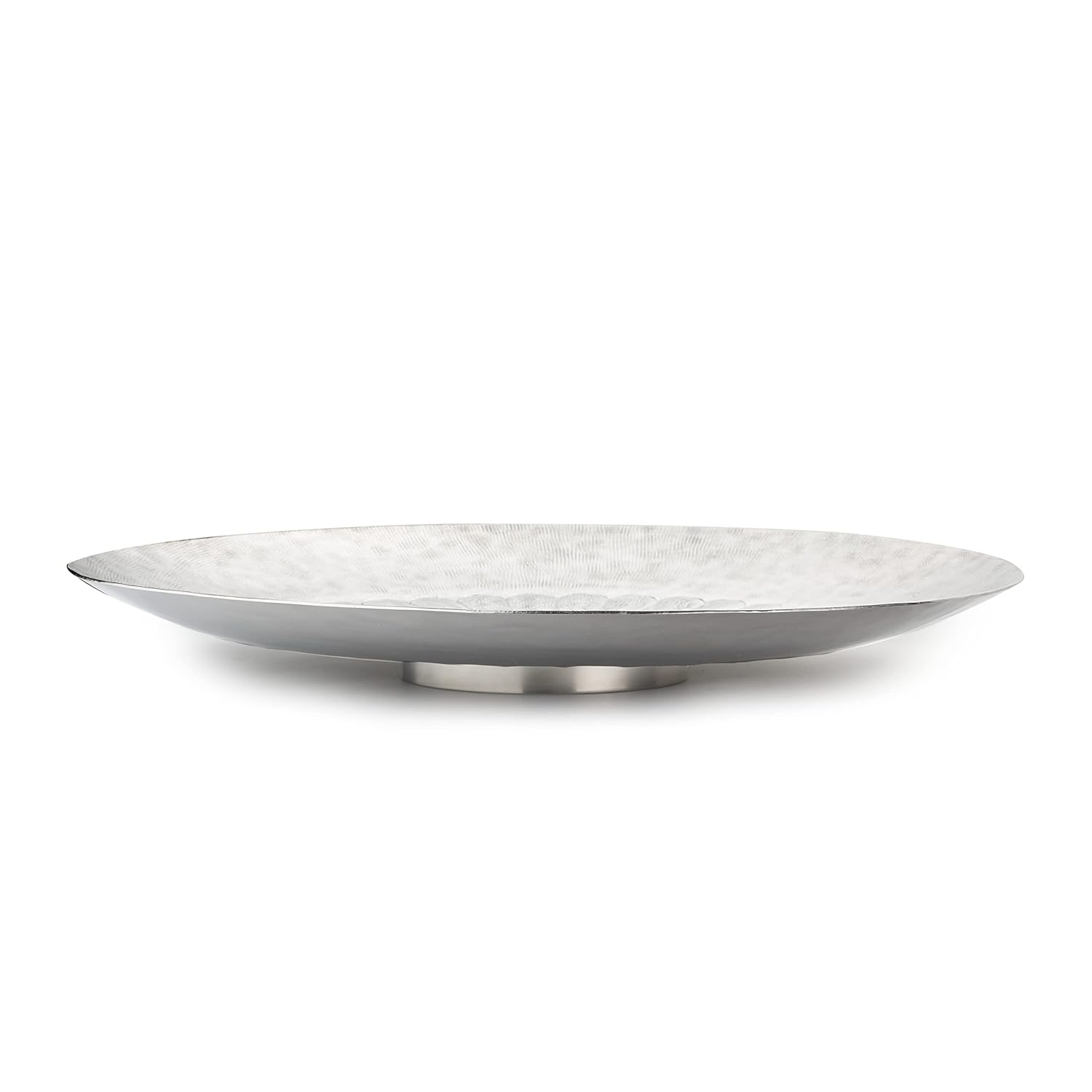 Silver Stainless Steel Serving Platter - Poppy Series, Hammering Pattern | Multipurpose Serving Tray For Sweets, Cookies, Dry Fruits & Other Snacks - Serve Ware, Dinnerware & Tableware