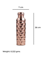 Diamond Cut Copper Bottle For Home, School, College & Office - 1 Liter, 222 Grams, Leak Proof | Rust Proof, Easy To Carry, Pure & Healthy, 100% Toxin Free