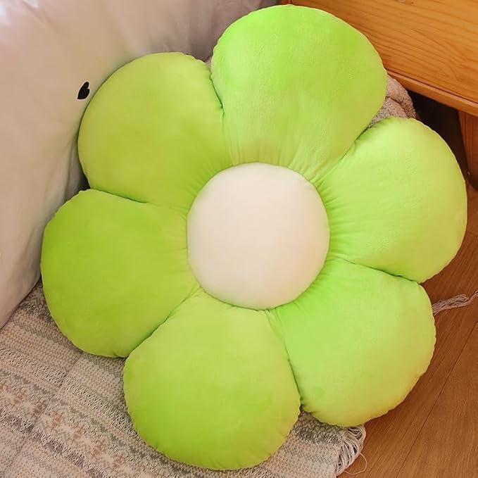 Sunflower Shaped Pillow 6 Kali, Cute Preppy Decorative Throw Pillow, Green - 35 Cm | Floor Cushion With Fiber Filling For Aesthetic Decoration | Soft & Plush Pillow, Versatile Use