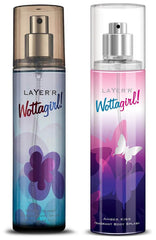 Layer'r Wottagirl  Mystic Island + Amber Kiss Fragrant Body Splash Each 135ml 4.56 Fl.oz. Combo Of 2