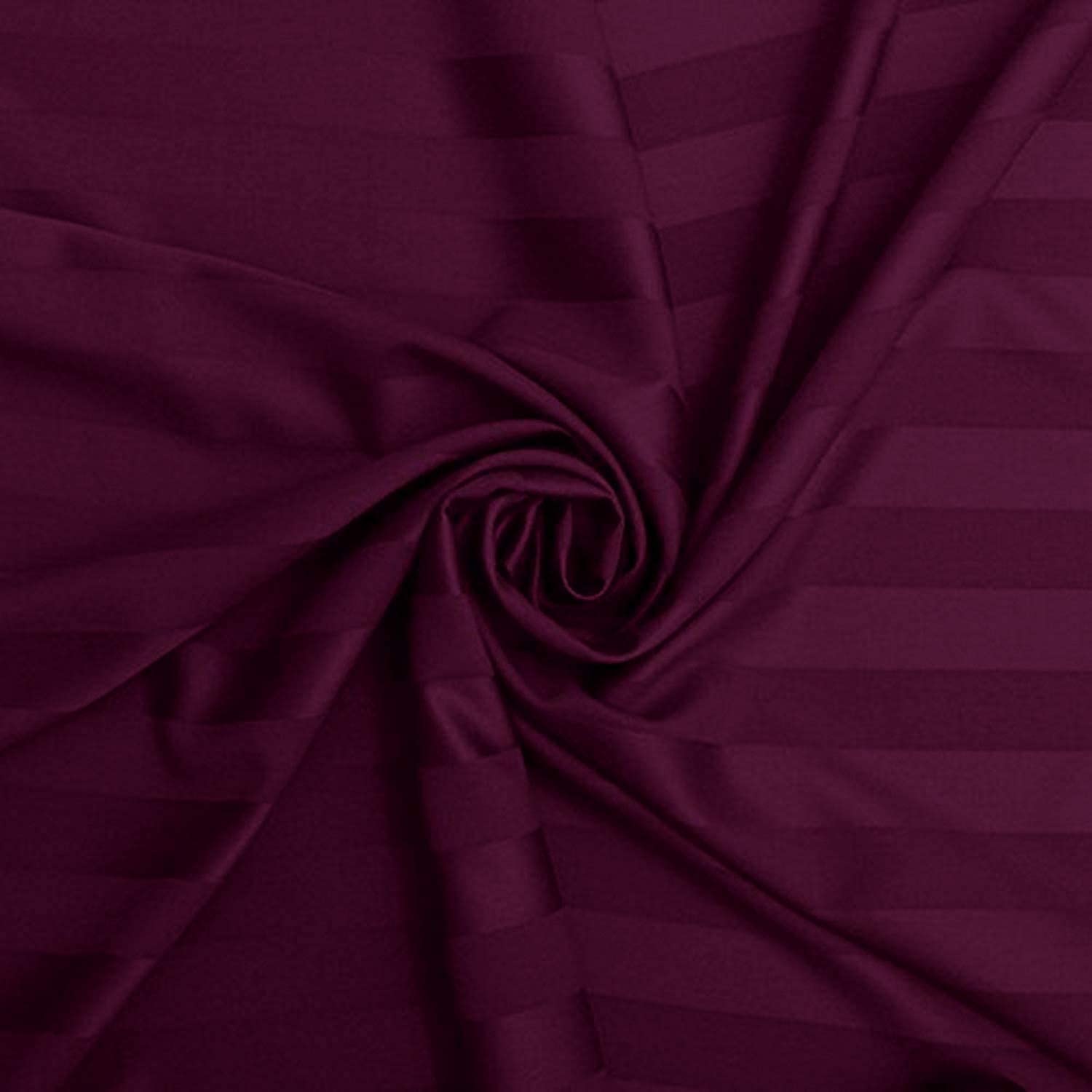 Plain Double Bedsheet For King Size With 2 Pillow Cover - 72 X 78 Inches, Wine | Satin Stripes All Around Elastic Fitted Bedsheet | Light Weight & Breathable