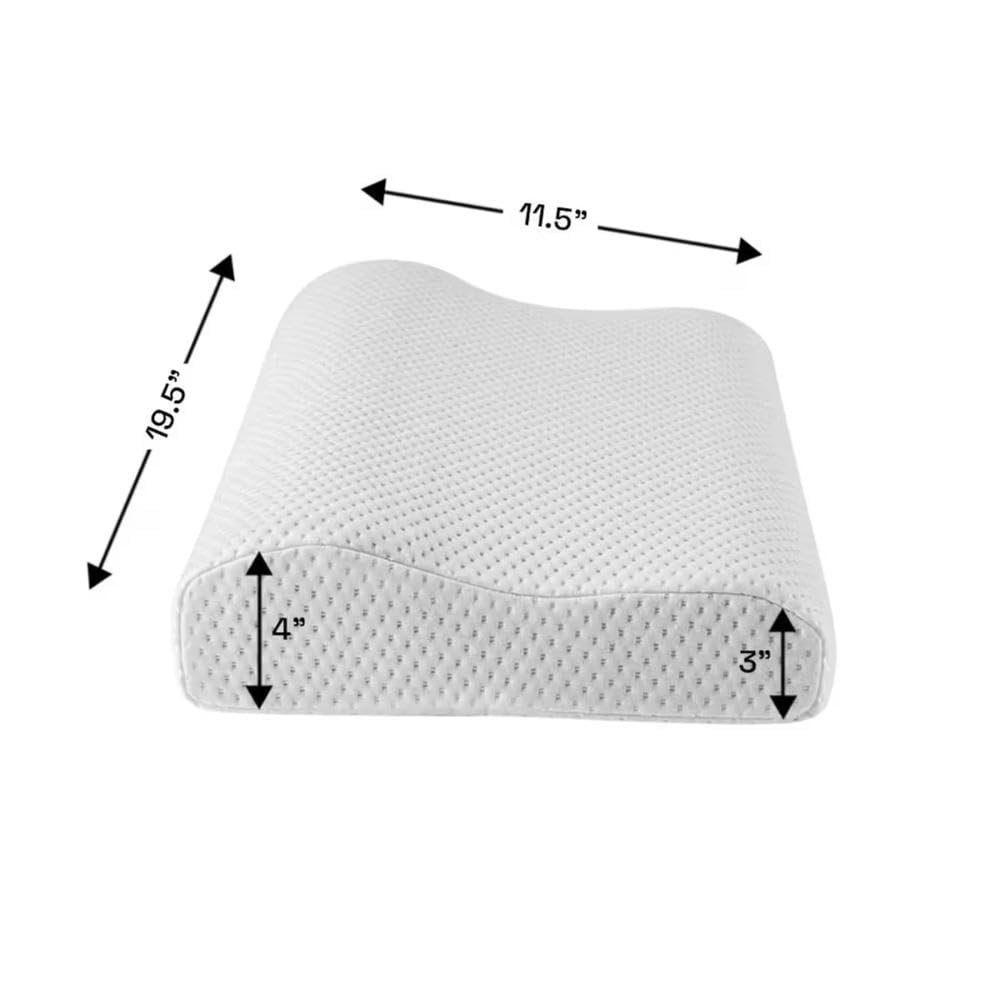 Memory Foam Pillow, Cervical Pillow For Neck Pain, White - 49.5 X 29.2 X 10.2 Cm | Orthopedic Contour Pillow, For Neck Pain, Head, Back, Shoulders, Washable, Pillow - Set Of 1