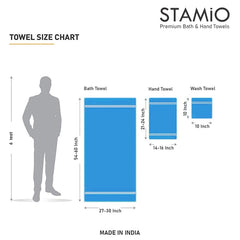 Stamio Cotton Bath Towel 550 Gsm | Extra Soft & Absorbent Large Full Size Towels For Bathing, Home, Sports, Salon, Hotel Use | Jacquard Border (Light Blue)