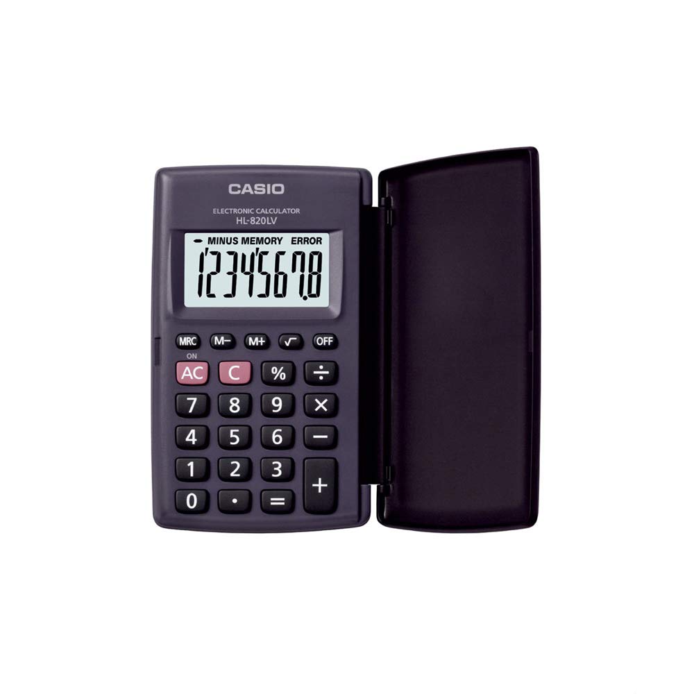 Casio HL-122TV Portable Calculator With Metal Faceplate & GT Key, 12 Digit & Casio HL820LV-BK Portable Calculator With Flap Cover