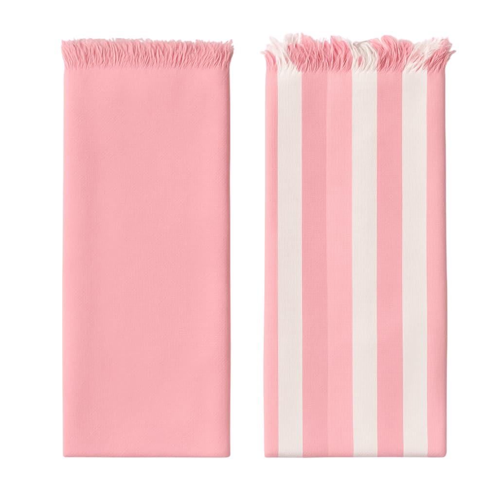 Ehlor Premium Bamboo Towel | Ultra-Light & Quick Dry | Antibacterial & Odor-Free | Eco-Friendly Bath Towel For Travel, Gym & Daily Use | Pink & Pink Stripes Stripes (Pack Of 2)