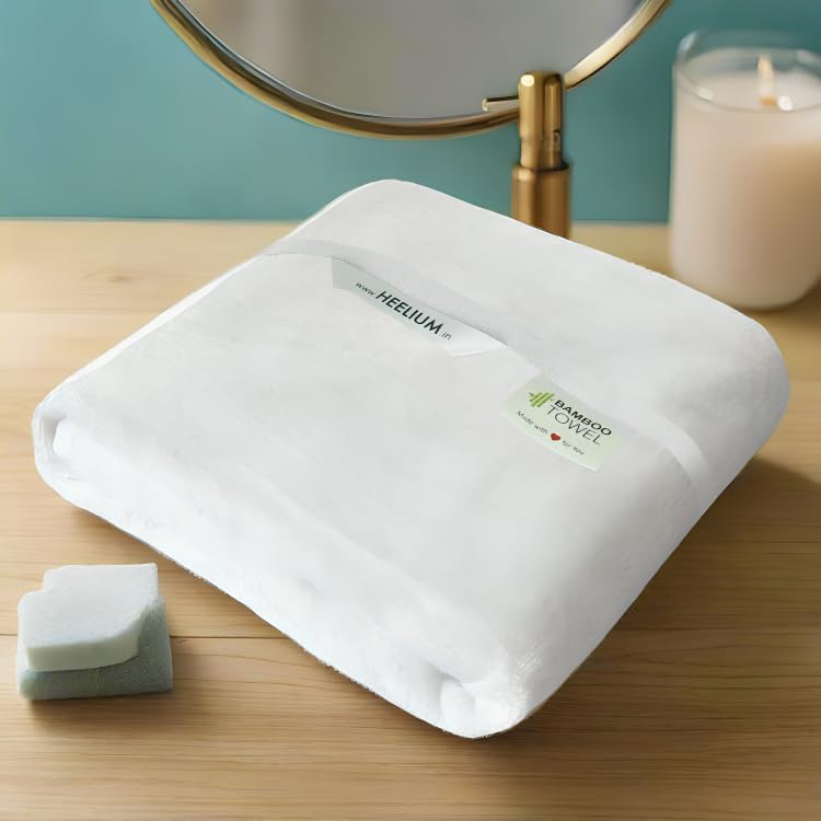 Heelium Bamboo Bath Towel 3x Softer & Quick Drying 400 Gsm (White)