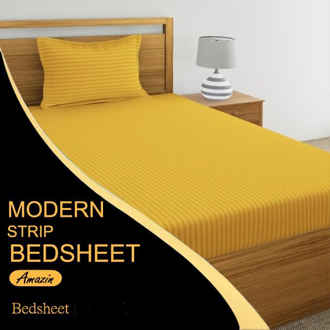 Glace Cotton 1 Single Bedsheet With 1 Pillow Cover - 60 X 90 Inches, Yellow | Comfort Fabric Bedsheet Home, Hotel & Guest House