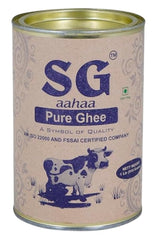 Organic Desi Cow Ghee By SG Aahaa | Rich Source Of Vitamin & Protein Fiber Pure Healthy Cow Ghee Perfect For Cooking, Baking | (500ml) 16.9 Ounce | Tin Pack