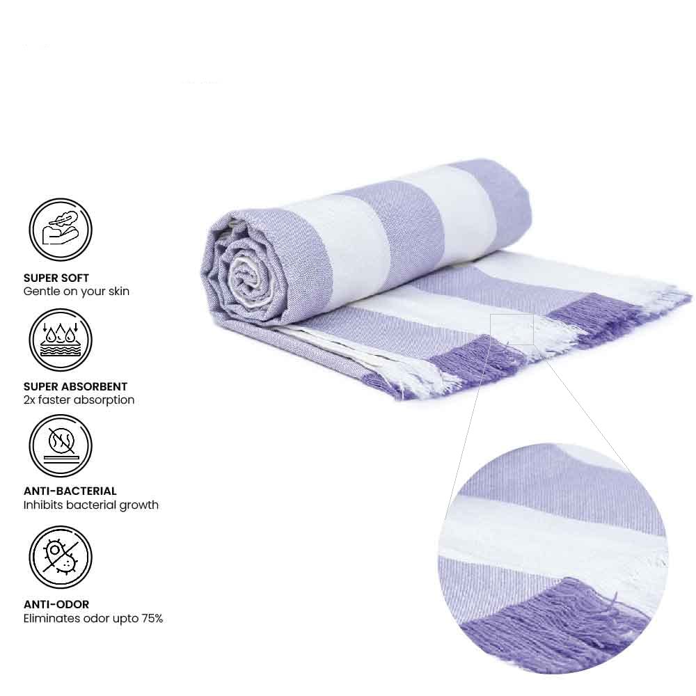 Velve 100% Bamboo Bath Towel 270 Gsm | 2x Softer & Absorbent Than Cotton Towels | Skin Friendly With Non-Toxic Colors (Lavender)