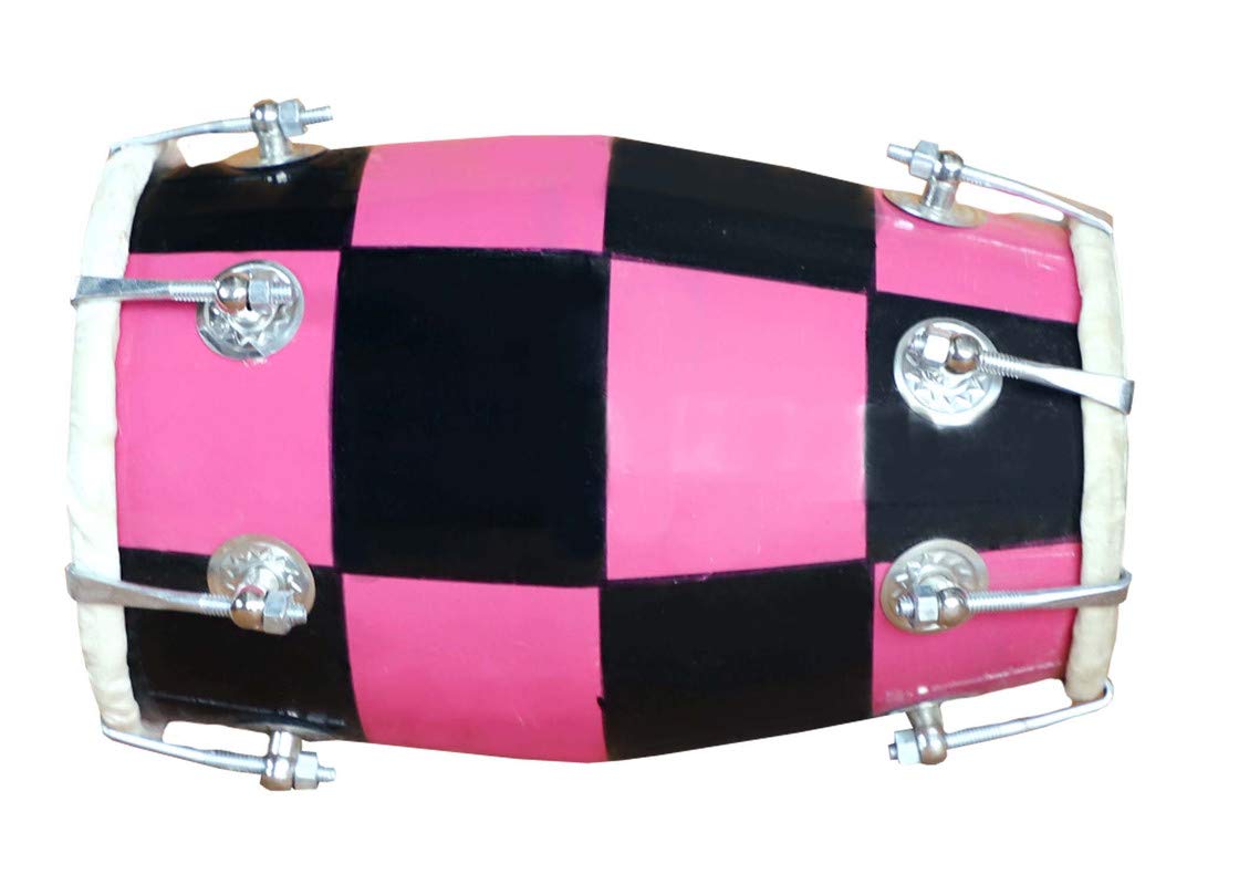 Baby Dholak Musical Instrument Drum Nuts N Bolt With Tool Kit - Pink | Perfectly Symmetric Round Dholak - Dholak For Festival, Wedding, Satsang | Very Easy To Tune
