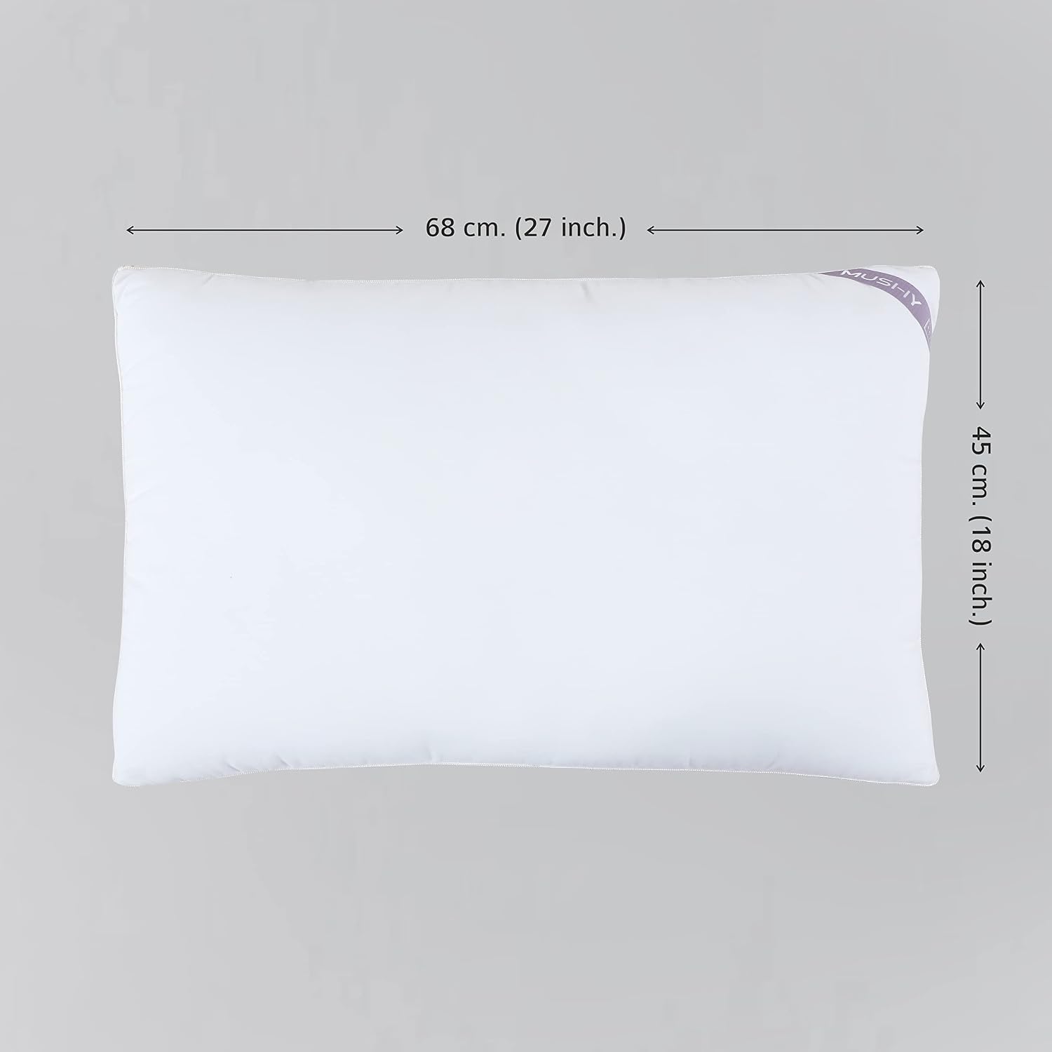 Microfiber Mushy Pillow For Sleeping & Neck Pain Relief, White - 45 X 68 Cm | Suitable For Back Side Sleeper & Stomach Sleeper | Comfortable & Breathable, Hypoallergenic - Set Of 2
