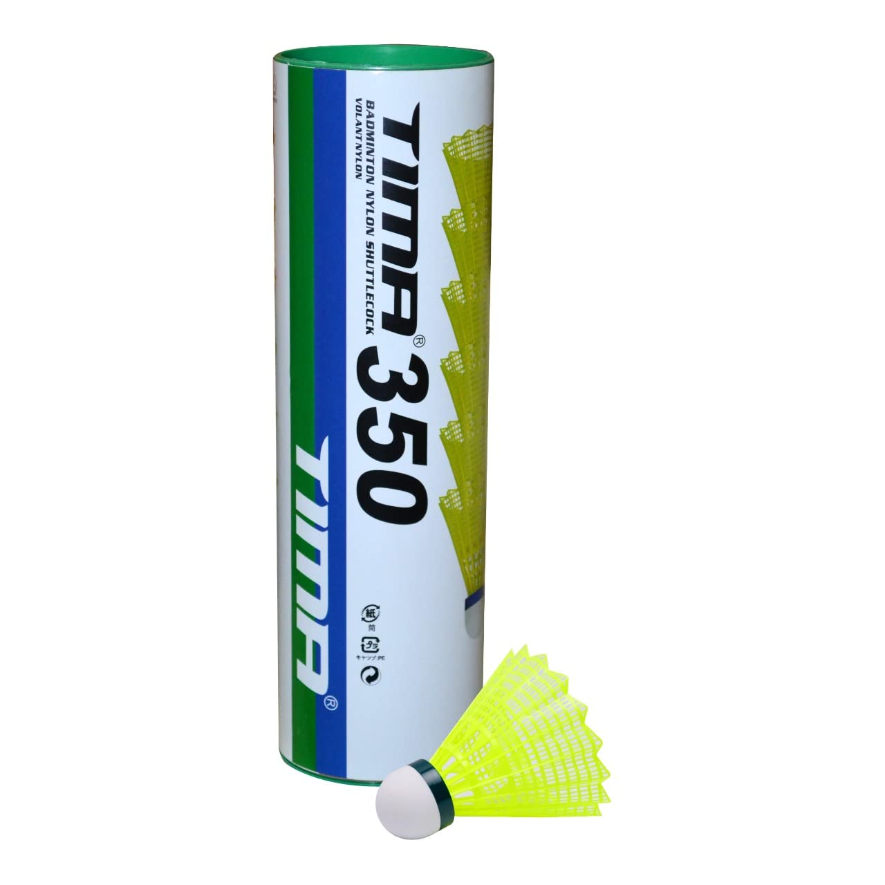 Tima 350 Badminton Nylon Shuttlecocks , Hight Speed Advanced With Great Stability And Durability | Yellow , Pack Of 12