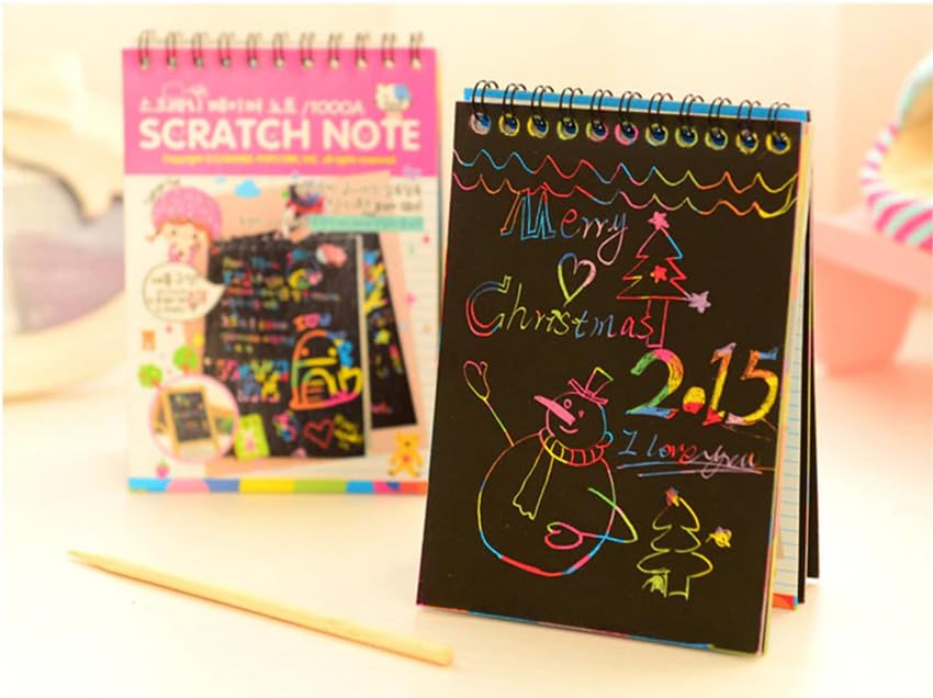 Scratch Notepad With Magical Rainbow Color, Notepad With Pencil Stick, Educational | Pack Of 3