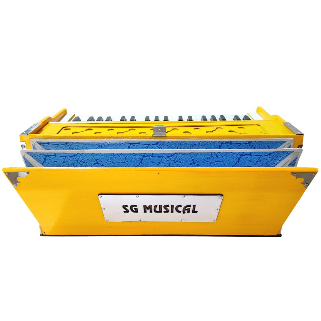 Portable Musical Instrument Harmonium - 7 Stopper, 39 Keys, Double Bellow, Free Reed Keyboard Instrument