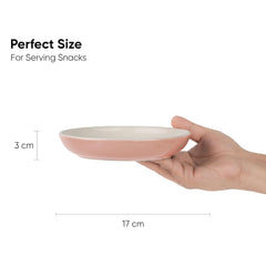 Snack Plates Set Of 6, Pink Slow Series | Snacks Plates Set - Dessert Plates | Small Plates With Glossy Finish - Deep Snack Plates | Microwave Safe & Chip Resistant