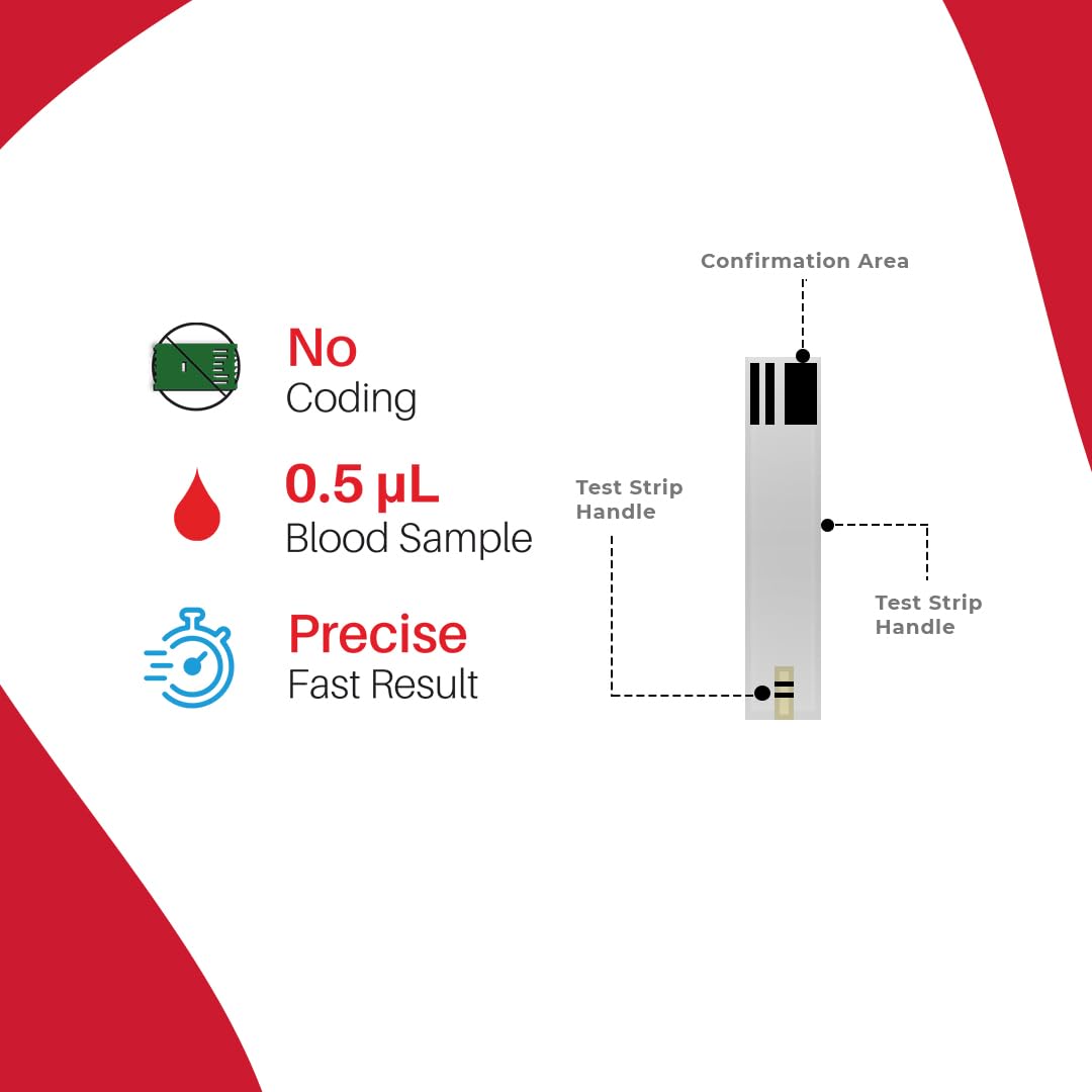 POCT Blood Glucose Test Strips - Pack Of 2X 50 Strips (Only Strips) | Blood Sugar Testing For Home & Clinical Use
