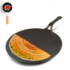 Pre-Seasoned Cast Iron Tawa For Dosa, Chapathi With Iron Tadka Pan | Nonstick, Pre-Seasoned Tava, 100% Pure & Toxin-Free - Pre-Seasoned Cast Iron Tawa + Tadka Pan, 26cm, 10.2 Inch