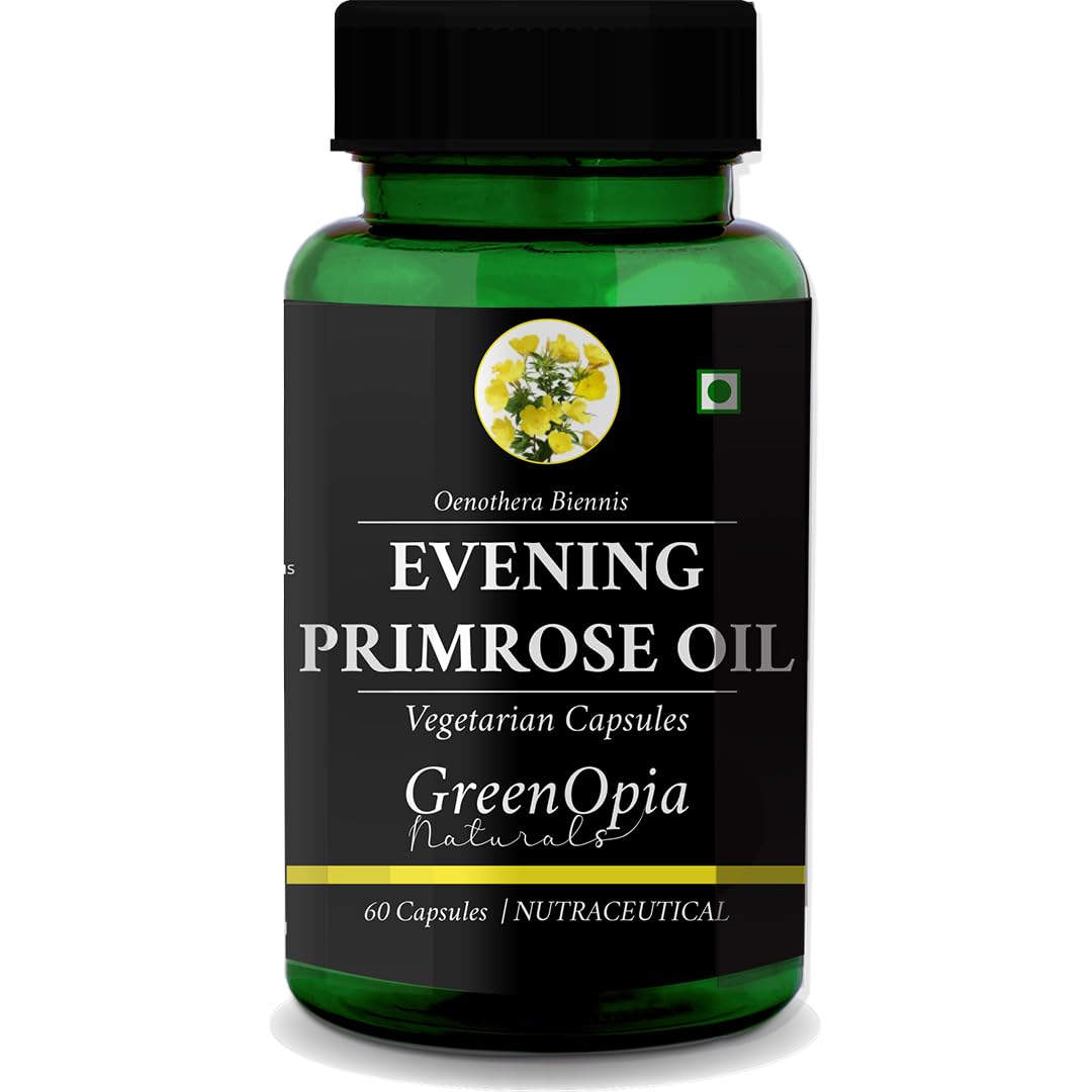 The Minies Naturals Evening Primrose Oil Vegetarian Capsules Skin & Health Relief From Menopause And Pms Well - Being, Boosting Immunity Supplement | 60 Capsules 100gm 0.2lbs