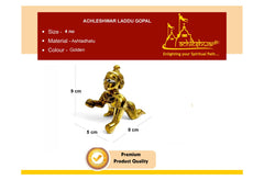 Gold Designer Attractive Pure Ashtadhatu Laddu Gopal Idol, Golden, Brass - Size No.4, Golden Hand Painted Idol, Baby Krishna, Kanhaiya, God Statue