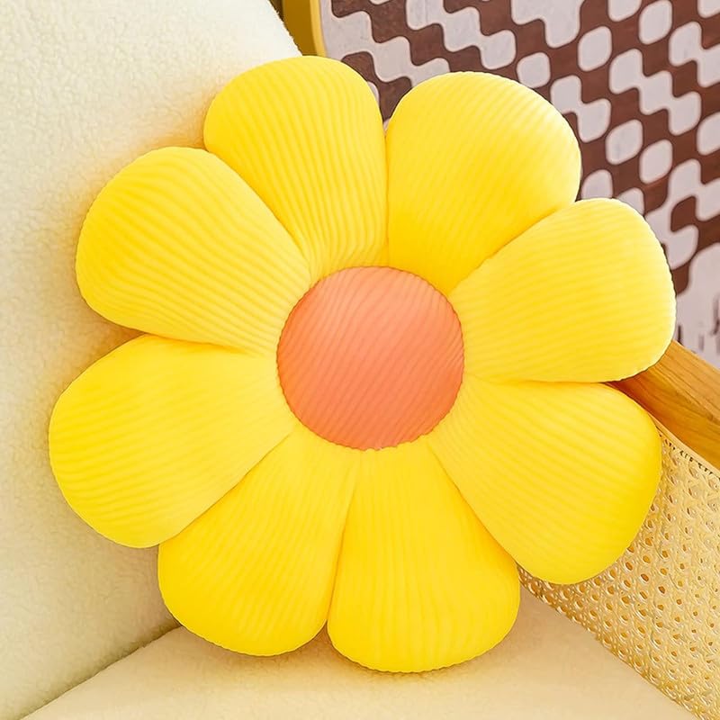 Super Soft Sunflower Cushion Pillow, For Sofa Bed Seating Area Cushion, Yellow - 35 Cm | Throw Pillow, Flower Shaped, Pair Cushion, Soft & Decorative Cushions For Living Room, Washable
