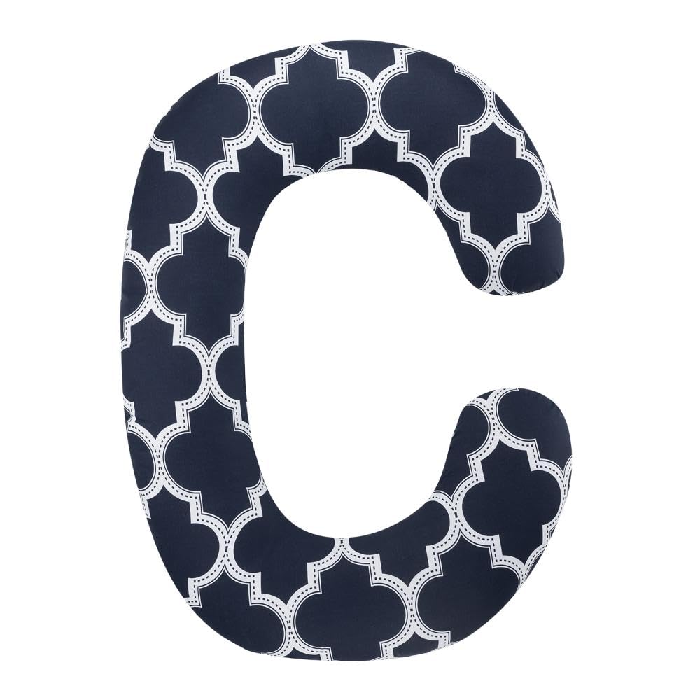 Pregnancy Pillow, C Shaped Pillow, Maternity Pillow For Sleeping - Black | Kiko Printed, 100% Cotton Pillow For Pregnant Mothers | With Breathable & No Heat Fabric - Full Body Support