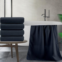 Enchant Home Pure Cotton Waffle Towel 400 Gsm | Lightweight Anti-Microbial & Water Absorbent Soft Touch Quick Drying Bath Towel | Charcoal