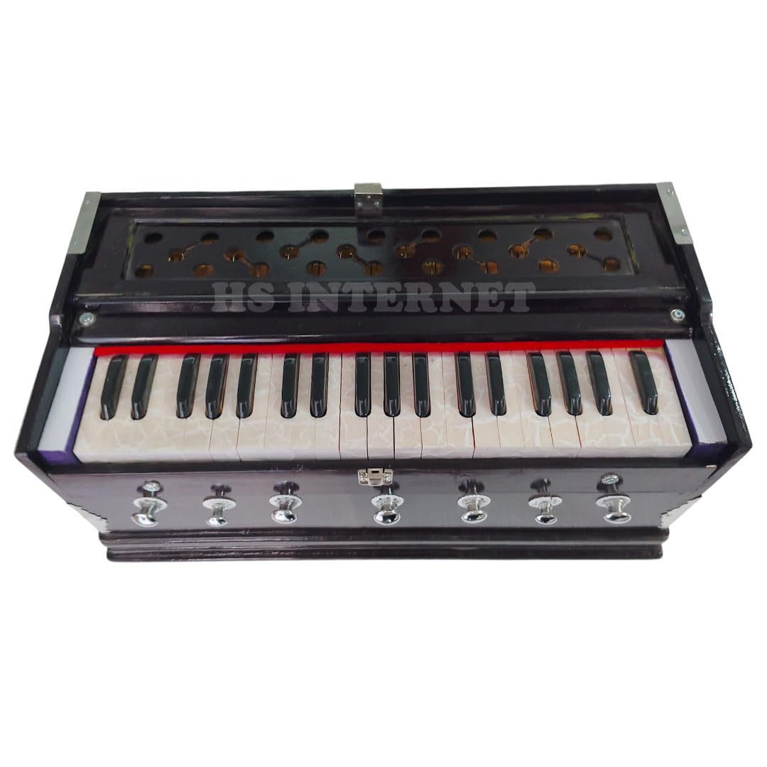 Musical Instrument Harmonium - 7 Stoppers, 39 Smooth Conditioned Keys, Double Fold Bellow | 440v Tunned - Compact & Portable Design | Perfect For Beginners & Kids