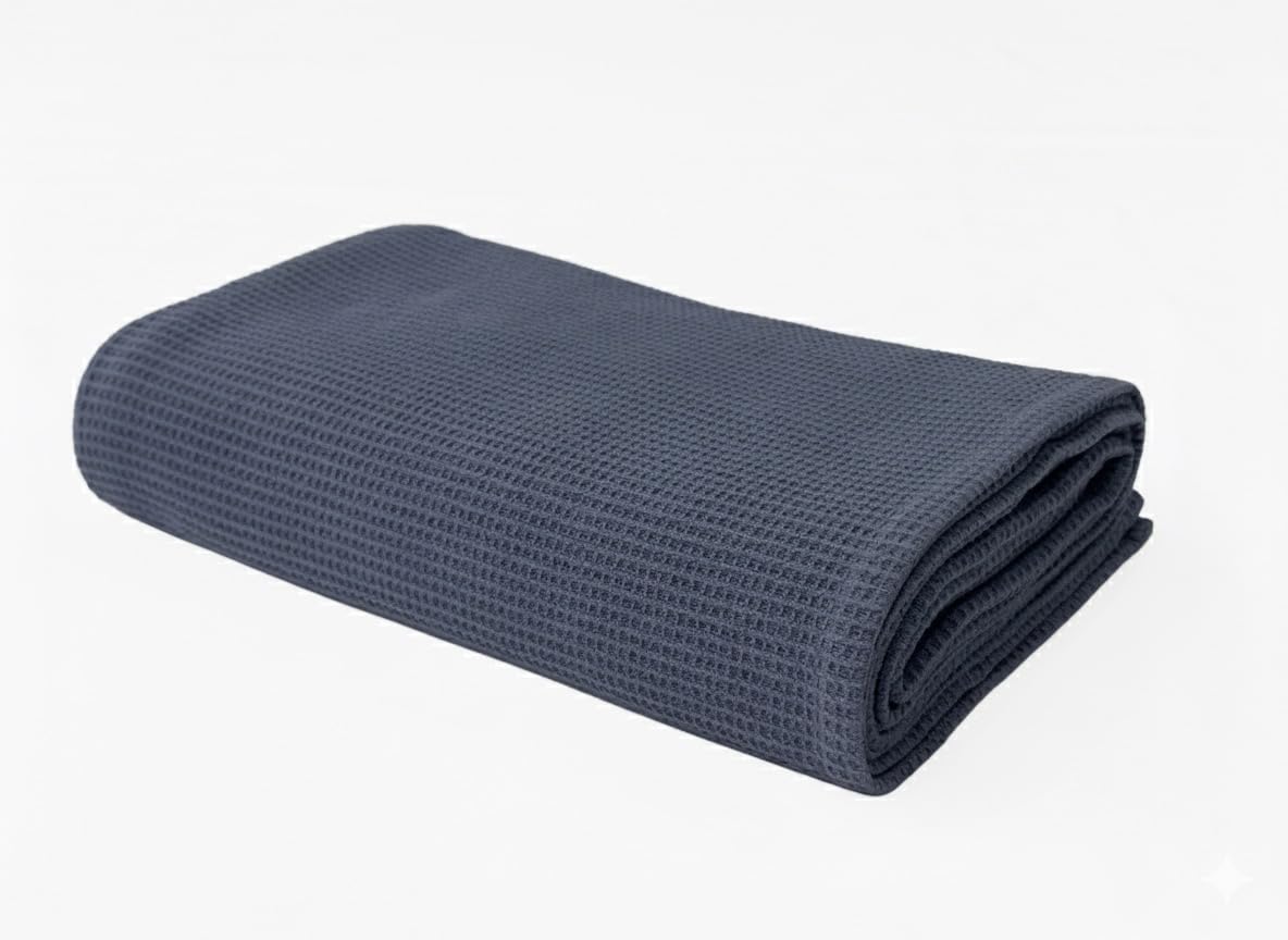 Go Green Organics Gots Certified Waffle Bath Towel 600 Gsm | Super Absorbant & Quick Dry, No Softeners, Environment Friendly Bath Towel (Folkstone Grey)