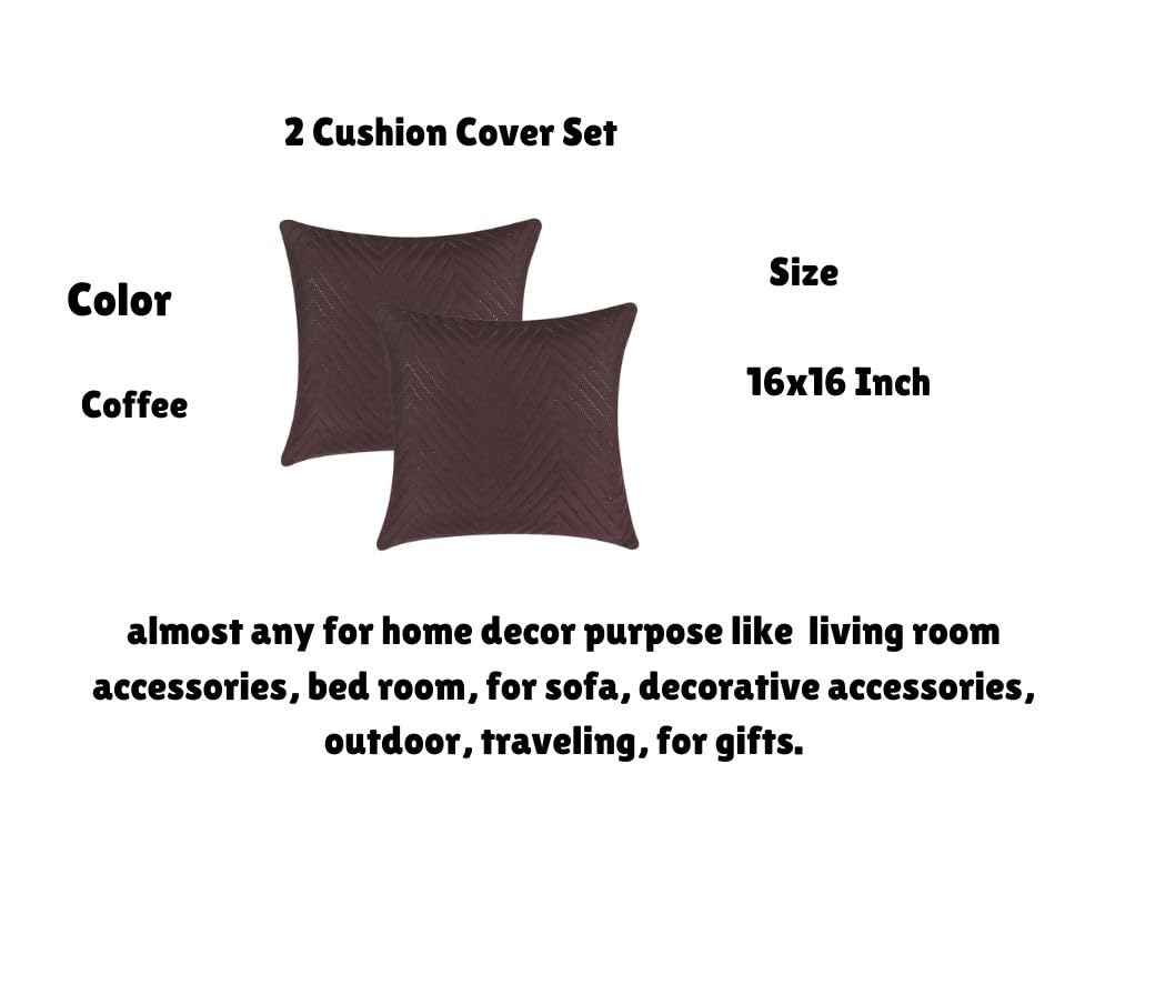 Luxurious Bedsheet For Double Bed With 2 Pillow Cover + 2 Cushion Cover - 90 X 100 Inches, Coffee | All Weather 5 Pcs Glace Cotton Ultrasonic TC - 280