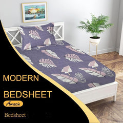 Printed Single Bedsheet Size With 1 Pillow Cover - 60 X 90 Inches, Grey Dark | Cotton Wrinkle Free Soft, Breathable | Durable & Long-Lasting