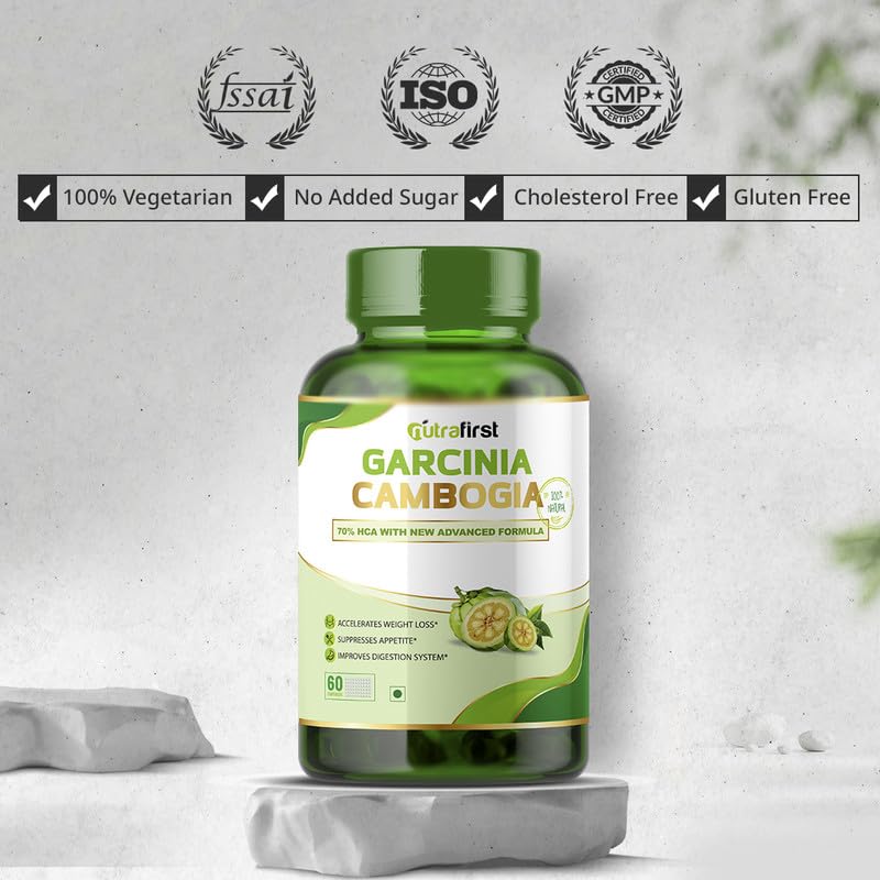 Nutrafirst Garcinia Cambogia Tablets 800mg With 70% Hca & Green Tea Extract, For Weight Management, Improves Digestion For Men & Women | 60 Tablets 100gm 0.2lbs