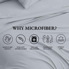 Single Bedsheets For Microfiber Plain Solid Bed Sheet With 2 Matching Pillow Covers Ultra Soft - 60 X 90 Inches, Light Grey | Comfort Fabric Home Bedsheet