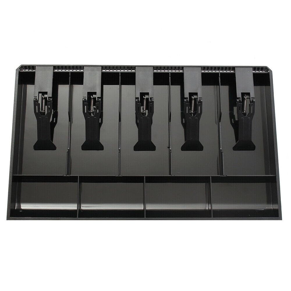 5 Slot Case Drawer, Counter Case Plastic Case Cash Register Box Cashier Coin Drawer Box Cash Drawer Tray 40.4x24.5x3.6cm/15.91x9.65x1.42inch, Colour - Black