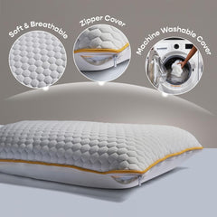 Orthopedic Memory Foam Pillow For Better Shoulder, Neck Support, Standard Size - 25x16 Inches | White, Bamboo Fabric, Bed Pillow, Perfect For Side Sleepers - 1 Piece