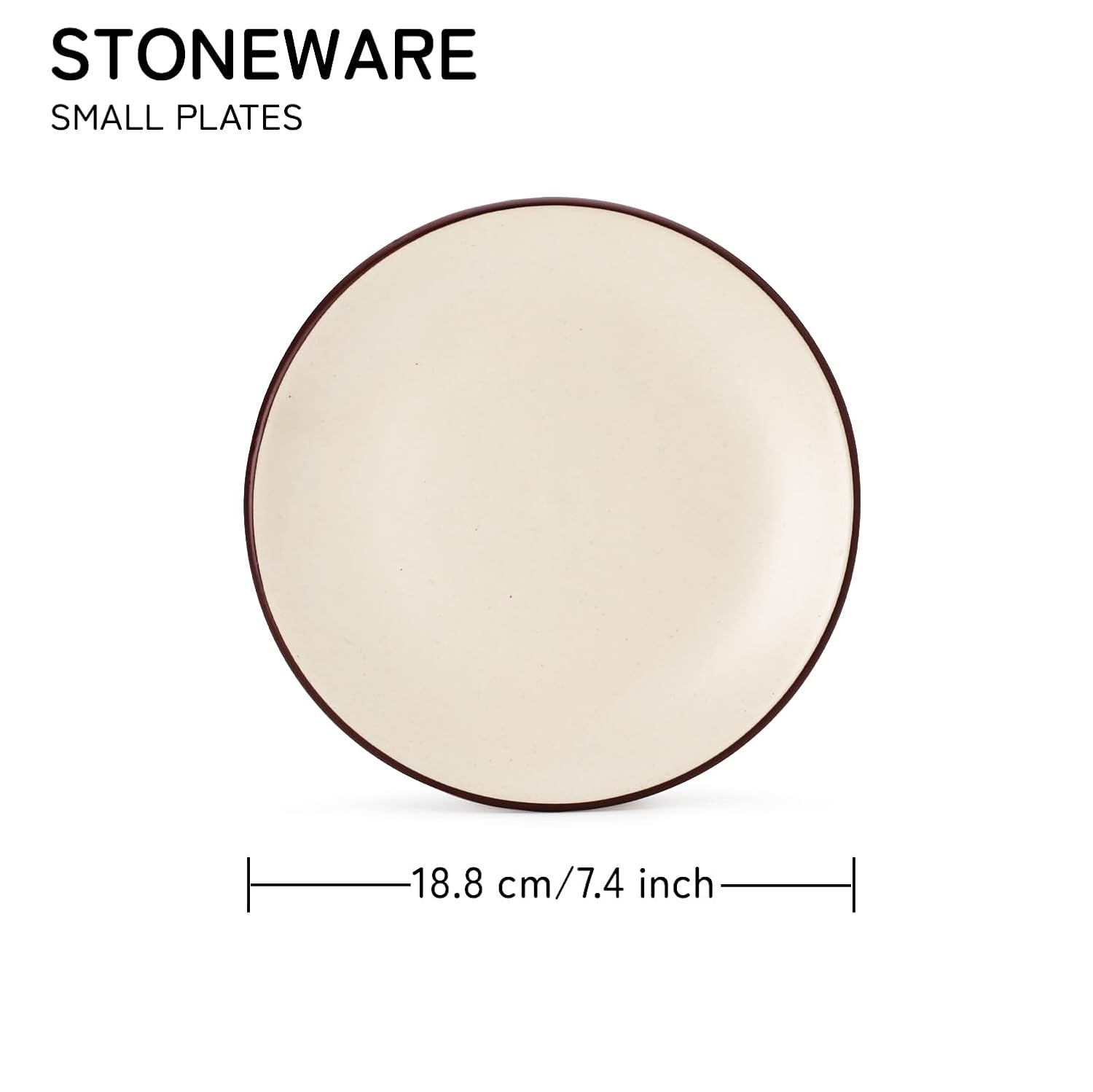 Ceramic Handcrafted Serving Handmade Small Plates Set Of 4, Off White - Diameter: 7.4 Inch | Stoneware - Dinnerware, Scratch Resistant, Microwave & Dishwasher Safe