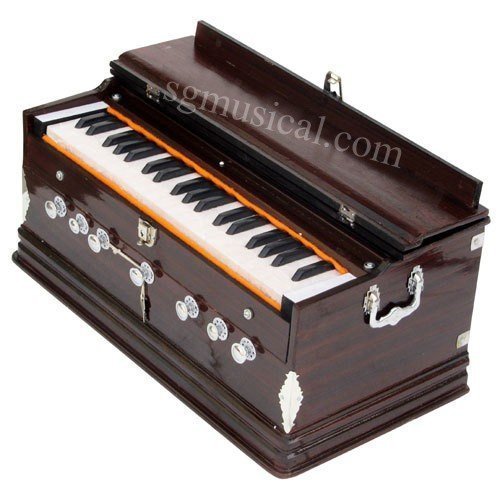Musical Instrument Harmonium - 7 Stopper, 39 Keys, Double Bellow, Two Reeds (Base- Male) | Tuning 440 Standard Pitch - Two Side Carry Handle, Jaali Frame On Keys