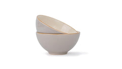 Ceramic Cereal Bowl Set Of 2 Pieces - 15cm, Grey Ivory, 600ml Each | Glossy Finish - Stoneware Ceramic Serving Bowls | Cereal Bowl - Maggi Bowl - Ceramic Bowl | Microwave Safe
