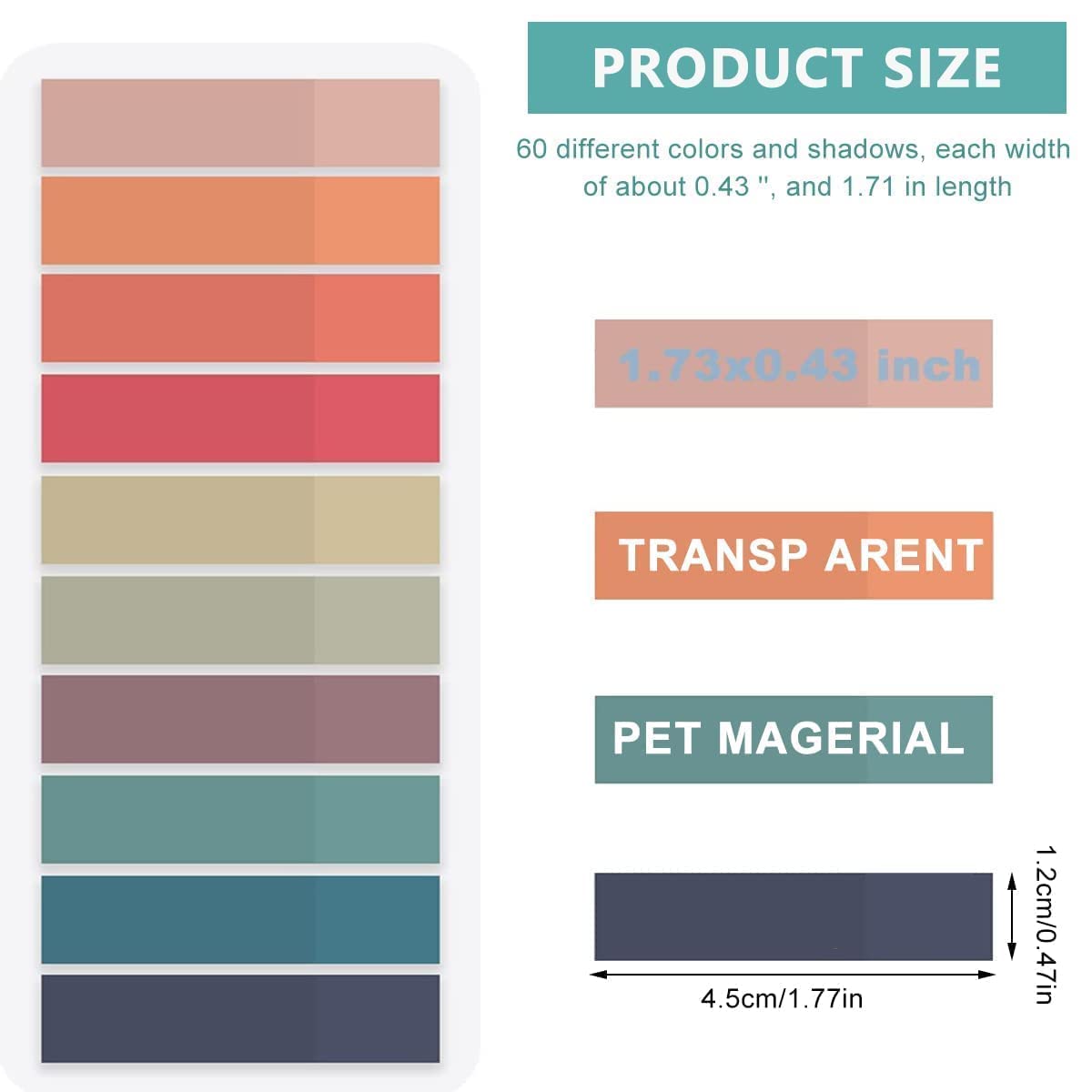 Index Tabs Sticky Notes With Ruler Multi Color Sticky Tabs For Notebook, Books - Packs Of 5