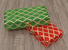 Decorative & Attractive Box Cash Box, Shagun Box, Jewellery Box, Money Box Envelop Wedding, Gift Box, Bangel Box Patola Design, Random Colour - Red, Material - Wooden